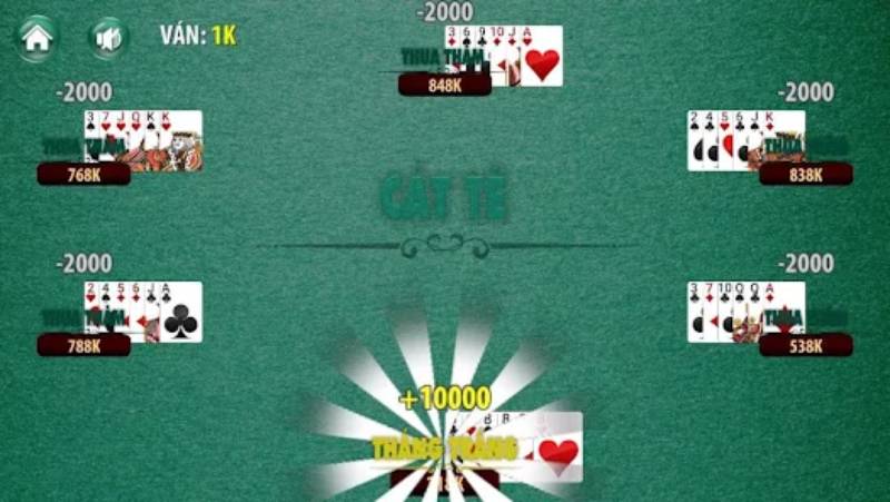 Người thắng ván bài sẽ nhận được toàn bộ số tiền cược từ đối thủ thua cuộc. Cách tính điểm trong Catte đơn giản