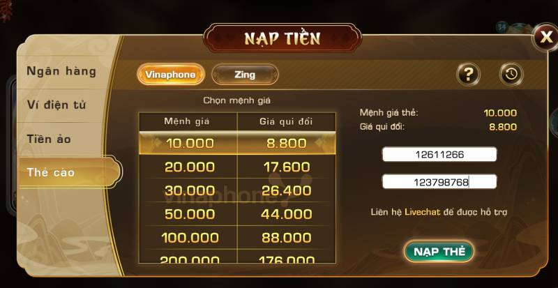 Hướng Dẫn Nạp Tiền iWin Nhanh Gọn Chỉ Trong Vài Phút 6 Nạp Tiền Bằng Thẻ Cào Điện Thoại